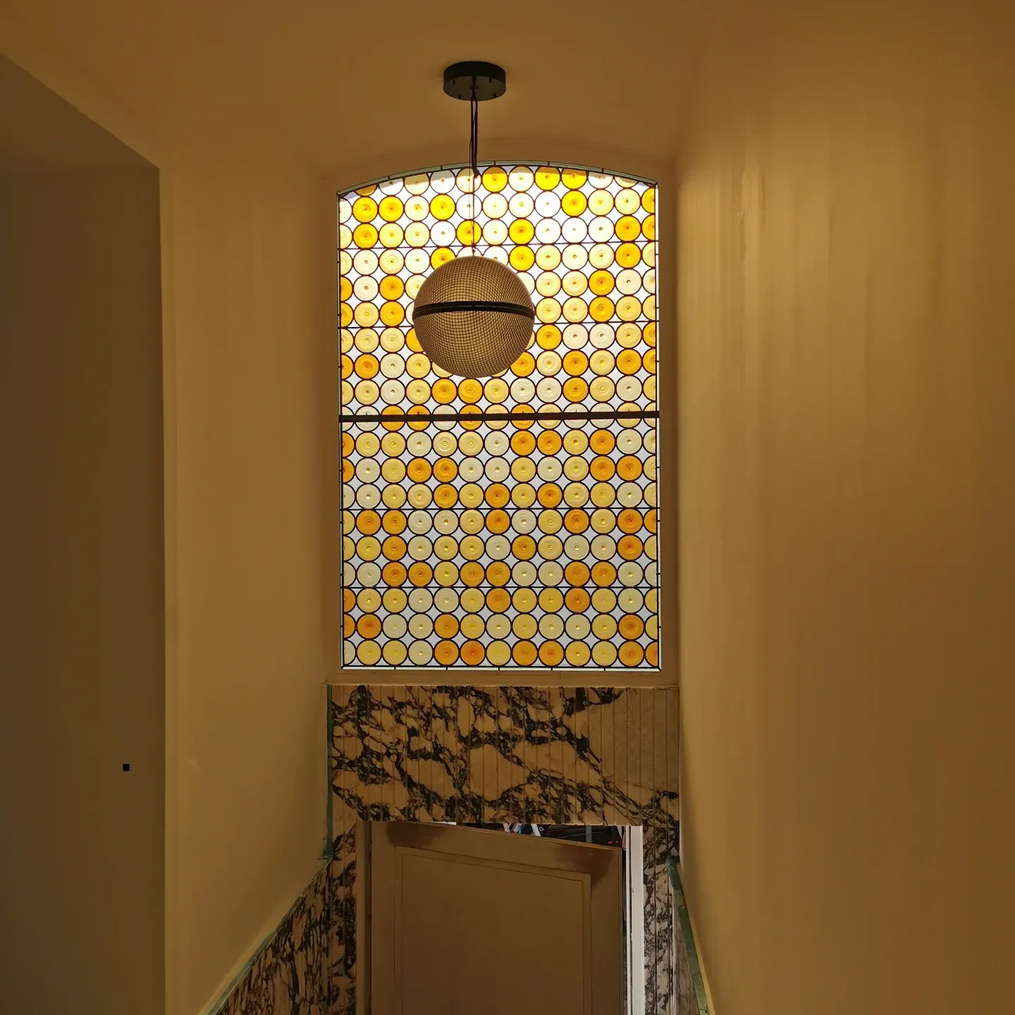 vitrail art deco - ronds jaune et orange (4)